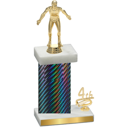 Accented Single Black Carbon Fiber Fourth Place Wrestling Trophy