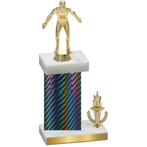 Accented Single Black Carbon Fiber Victory Wrestling Trophy