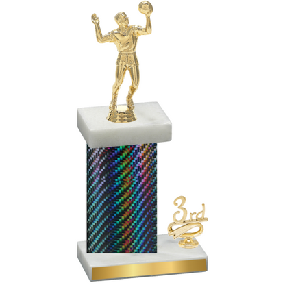 Accented Single Black Carbon Fiber Third Place Volleyball Trophy