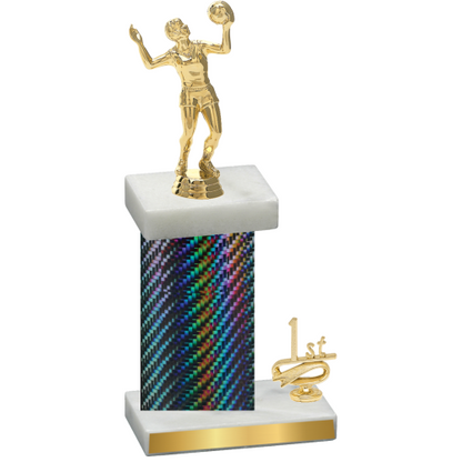 Accented Single Black Carbon Fiber First Place Volleyball Trophy