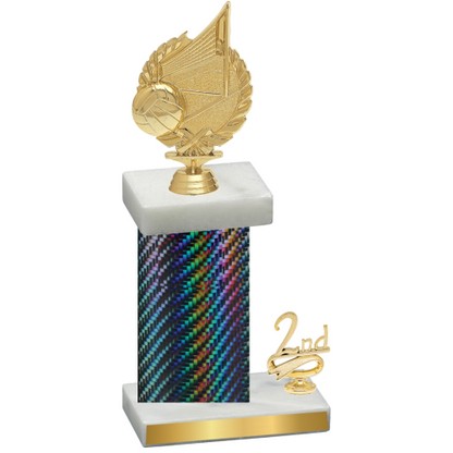 Accented Single Black Carbon Fiber Second Place Volleyball Trophy