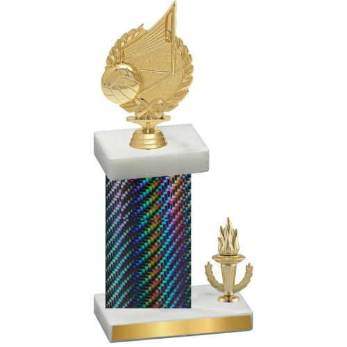 Accented Single Black Carbon Fiber Victory Volleyball Trophy