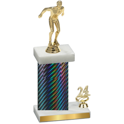 Accented Single Black Carbon Fiber Year Swimming Trophy