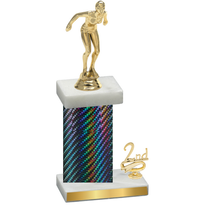 Accented Single Black Carbon Fiber Second Place Tennis Trophy