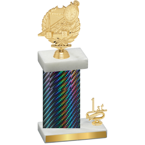 Accented Single Black Carbon Fiber First Place Swimming Trophy