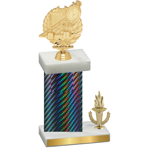 Accented Single Black Carbon Fiber Victory Swimming Trophy