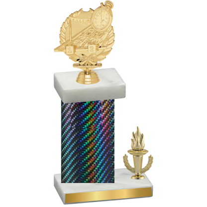 Accented Single Black Carbon Fiber Victory Swimming Trophy