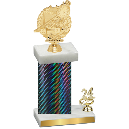 Accented Single Black Carbon Fiber Year Swimming Trophy