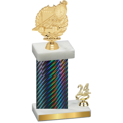 Accented Single Black Carbon Fiber Year Swimming Trophy