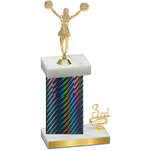 Accented Single Black Carbon Fiber Third Place Cheerleading Trophy