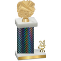 Accented Single Black Carbon Fiber Year Cheerleading Trophy