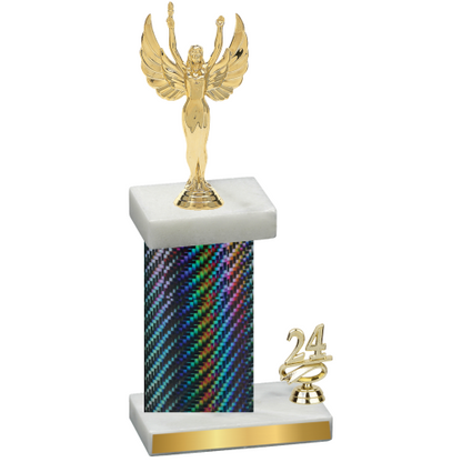 Accented Single Black Carbon Fiber Year Victory Trophy