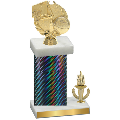 Accented Single Black Carbon Fiber Victory Basketball Trophy