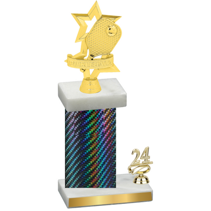 Accented Single Black Carbon Fiber Year Pickleball Trophy