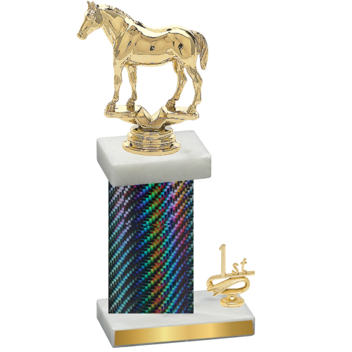 Accented Single Black Carbon Fiber First Place Horses Trophy