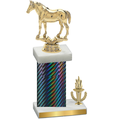 Accented Single Black Carbon Fiber Victory Horses Trophy