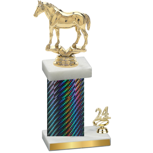 Accented Single Black Carbon Fiber Year Horses Trophy