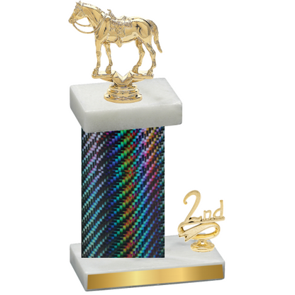 Accented Single Black Carbon Fiber Second Place Horses Trophy