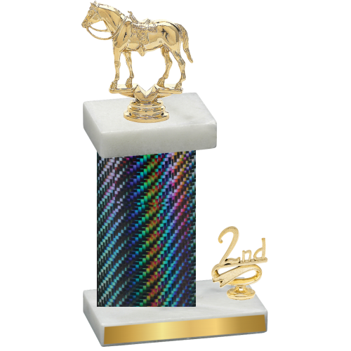 Accented Single Black Carbon Fiber Second Place Horses Trophy