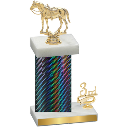 Accented Single Black Carbon Fiber Third Place Horses Trophy