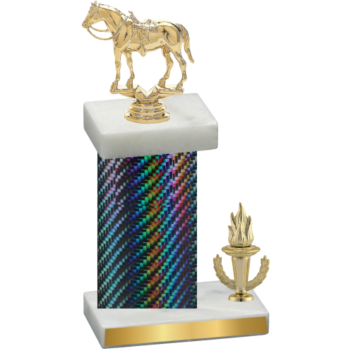 Accented Single Black Carbon Fiber Victory Horses Trophy