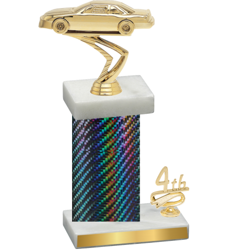 Accented Single Black Carbon Fiber Fourth Place Cars Trophy