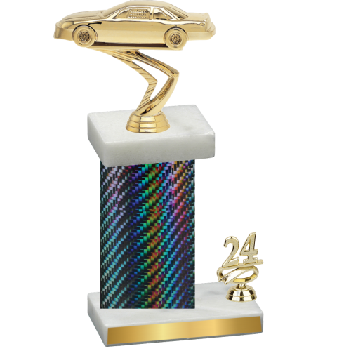 Accented Single Black Carbon Fiber Year Cars Trophy