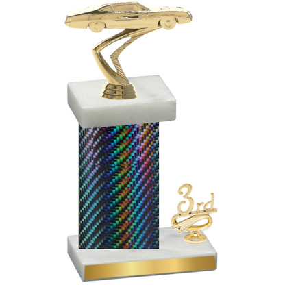 Accented Single Black Carbon Fiber Third Place Cars Trophy