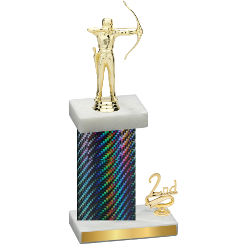 Accented Single Black Carbon Fiber Second Place Archery Trophy