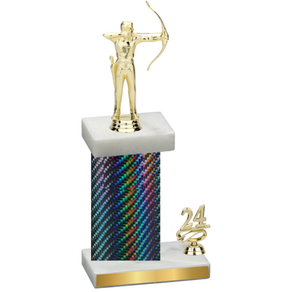 Accented Single Black Carbon Fiber Year Archery Trophy