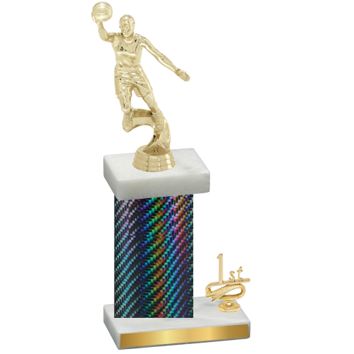 Accented Single Black Carbon Fiber First Place Basketball Trophy