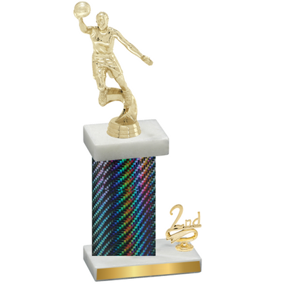 Accented Single Black Carbon Fiber Second Place Basketball Trophy