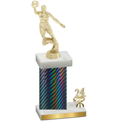 Accented Single Black Carbon Fiber Year Basketball Trophy