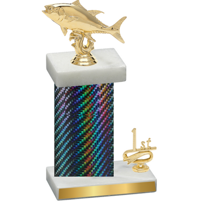 Accented Single Black Carbon Fiber First Place Fishing Trophy