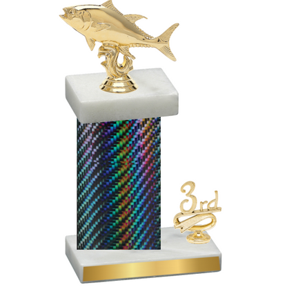 Accented Single Black Carbon Fiber Third Place Fishing Trophy