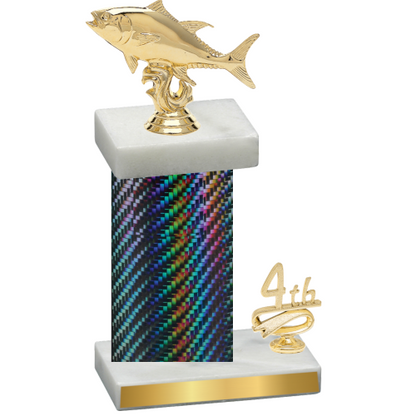 Accented Single Black Carbon Fiber Fourth Place Fishing Trophy