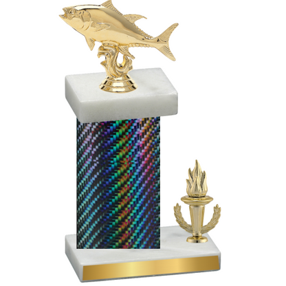 Accented Single Black Carbon Fiber Victory Fishing Trophy