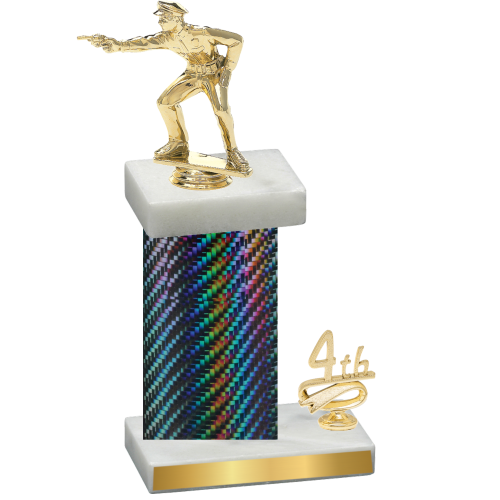 Accented Single Black Carbon Fiber Fourth Place Shooter Trophy