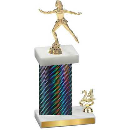 Accented Single Black Carbon Fiber Year Skater Trophy