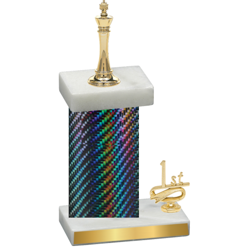 Accented Single Black Carbon Fiber First Place Chess Trophy