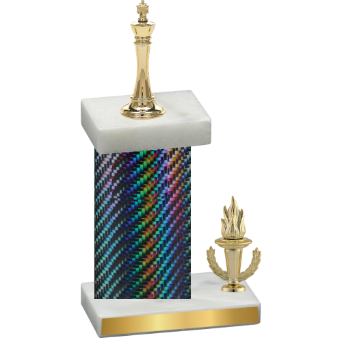 Accented Single Black Carbon Fiber Victory Chess Trophy