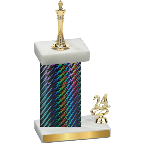 Accented Single Black Carbon Fiber Year Chess Trophy