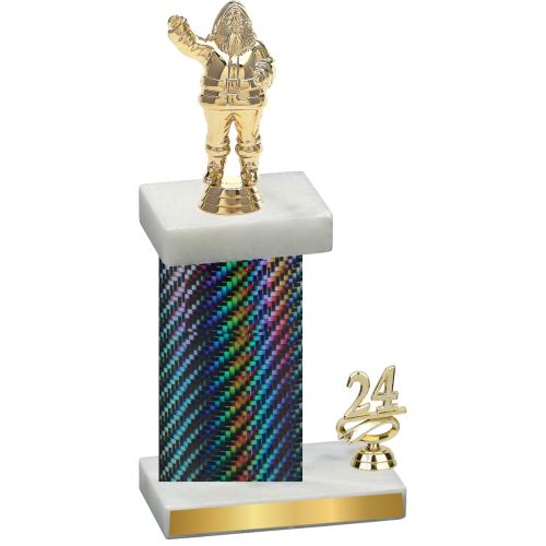 Accented Single Black Carbon Fiber Year Holiday Trophy