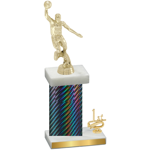 Accented Single Black Carbon Fiber First Place Basketball Trophy