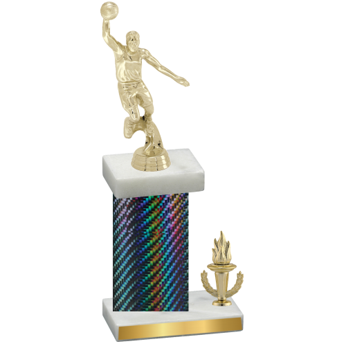 Accented Single Black Carbon Fiber Victory Basketball Trophy