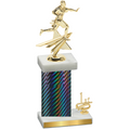 Accented Single Black Carbon Fiber First Place Flag Football Trophy