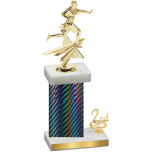 Accented Single Black Carbon Fiber Second Place Flag Football Trophy