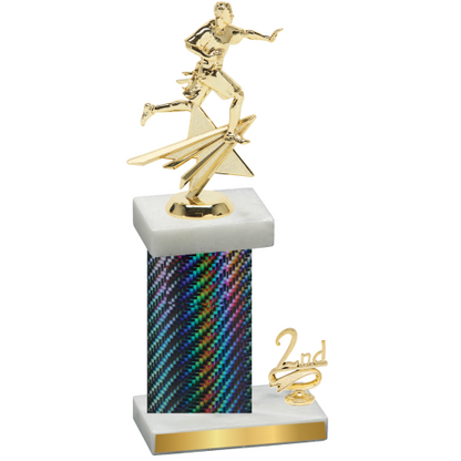 Accented Single Black Carbon Fiber Second Place Flag Football Trophy