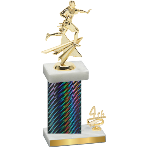 Accented Single Black Carbon Fiber Fourth Place Flag Football Trophy