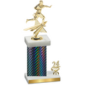 Accented Single Black Carbon Fiber Year Flag Football Trophy